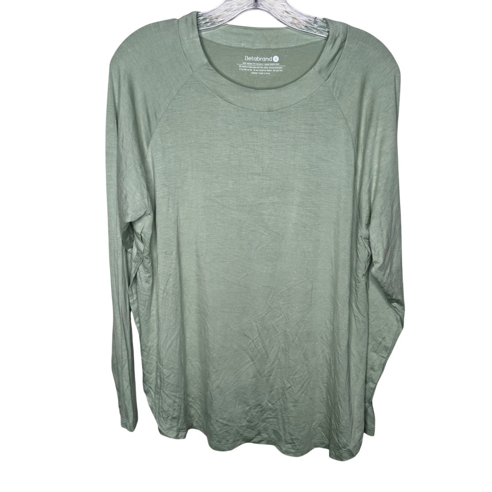 Betabrand Womens Long Sleeve‎ Crew Neck T Shirt Light Green Viscose Blend Size M
